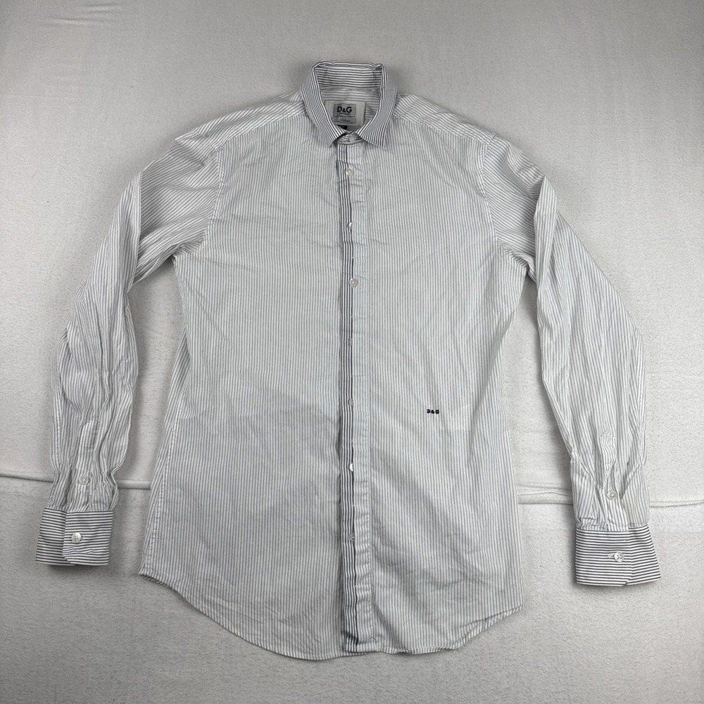 Dolce and Gabanna Mens Slim Fit Striped Dress Shirt Sz 50 *Read* Office Business